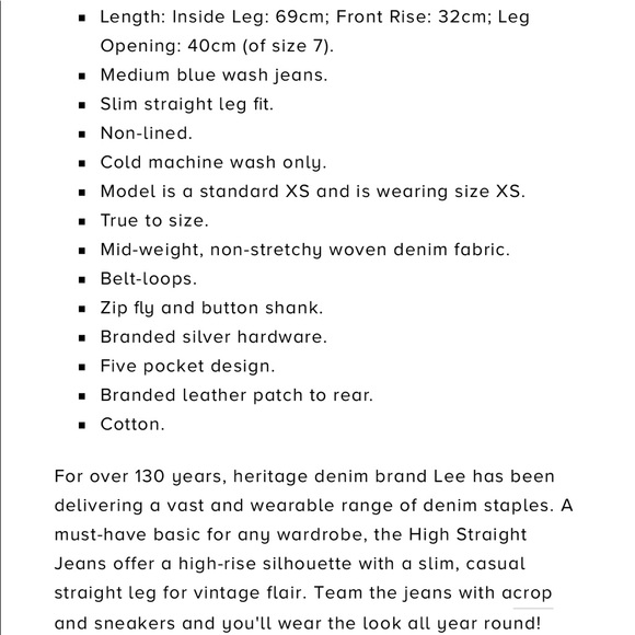 LEE HIGH STRAIGHT JEANS LIGHT BLAZE - Picture 3 of 3